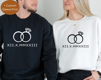 Custom Roman Numerals Sweatshirt, Couples Matching Shirt, Personalized Anniversary Gift, Gift for Wife, Wedding Gift, Valentine’s Day Gift