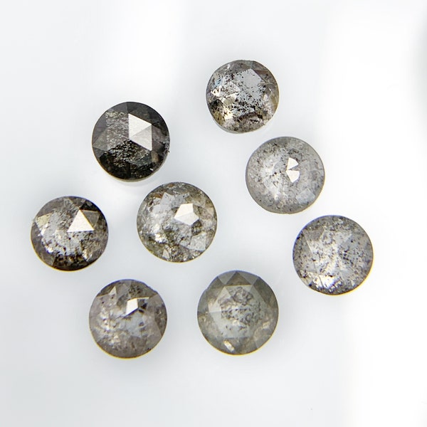 salt and pepper natural diamond,round rose cut diamond,8 piece diamond,3.60 to 3.90 mm size best for making jewelry