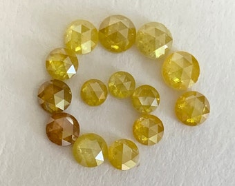 Natural loose diamond,Round rose cut yellow colored diamond, for jewelry and ringsFather's Day special