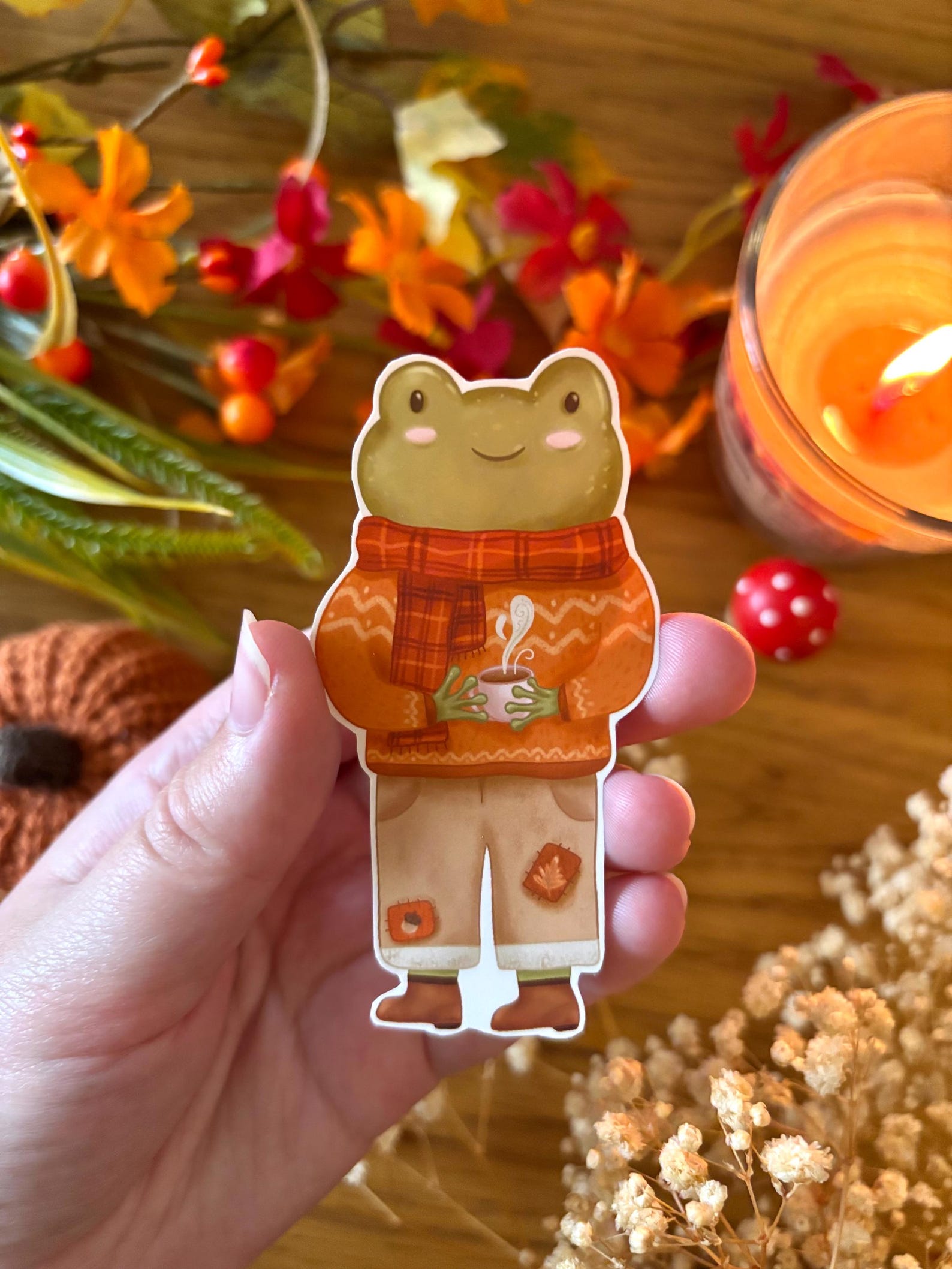 Cosy Autumn Frog Sticker Cosy Autumn Frog Sticker