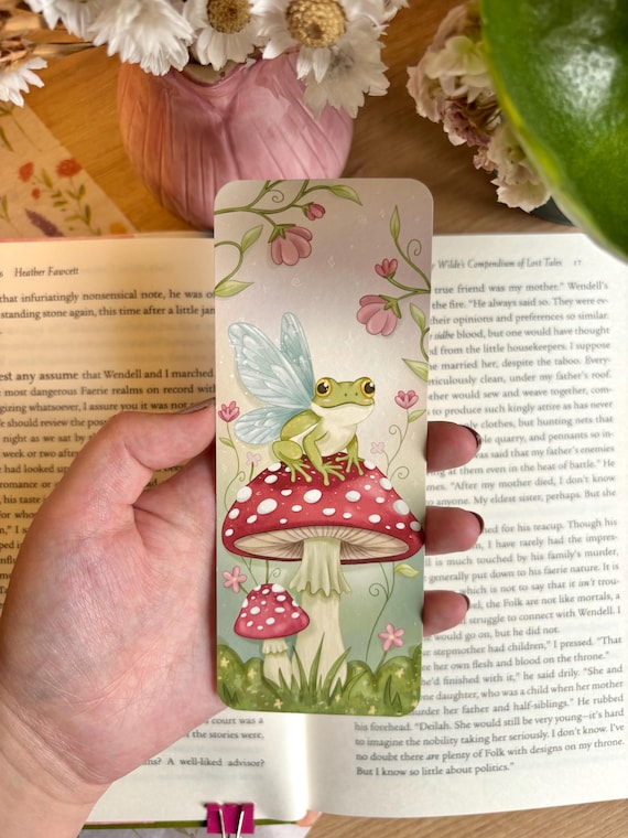 Fairy Frog Bookmark | Toadstool Art, Cottagecore Stationery