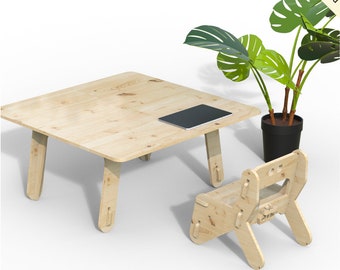 Wooden Kids' Table and Chair Set: CNC Digital Cut Files (DXF, DWG)