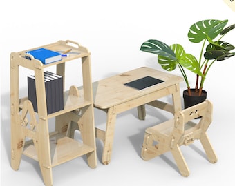 Kids Table, Chair & Bookshelf Set: CNC Digital Cut Files