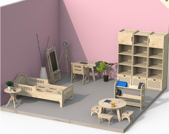 Wooden Kids' Furniture Sets: CNC Digital Cut Files