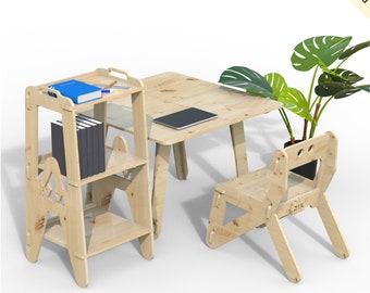 Kids Table, Chair & Bookshelf Set: CNC Digital Cut Files