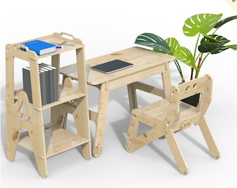 Kids' Table, Chair & Bookshelf Set: CNC Digital Cut Files (DXF, DWG)