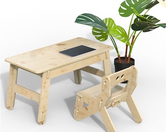 Ensemble table et chaise en bois pour enfants (rectangle) pour 2 à 3 ans - Fichiers numériques