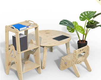 Kids' Wooden Table, Chair & Bookshelf Set: CNC Digital Cut Files