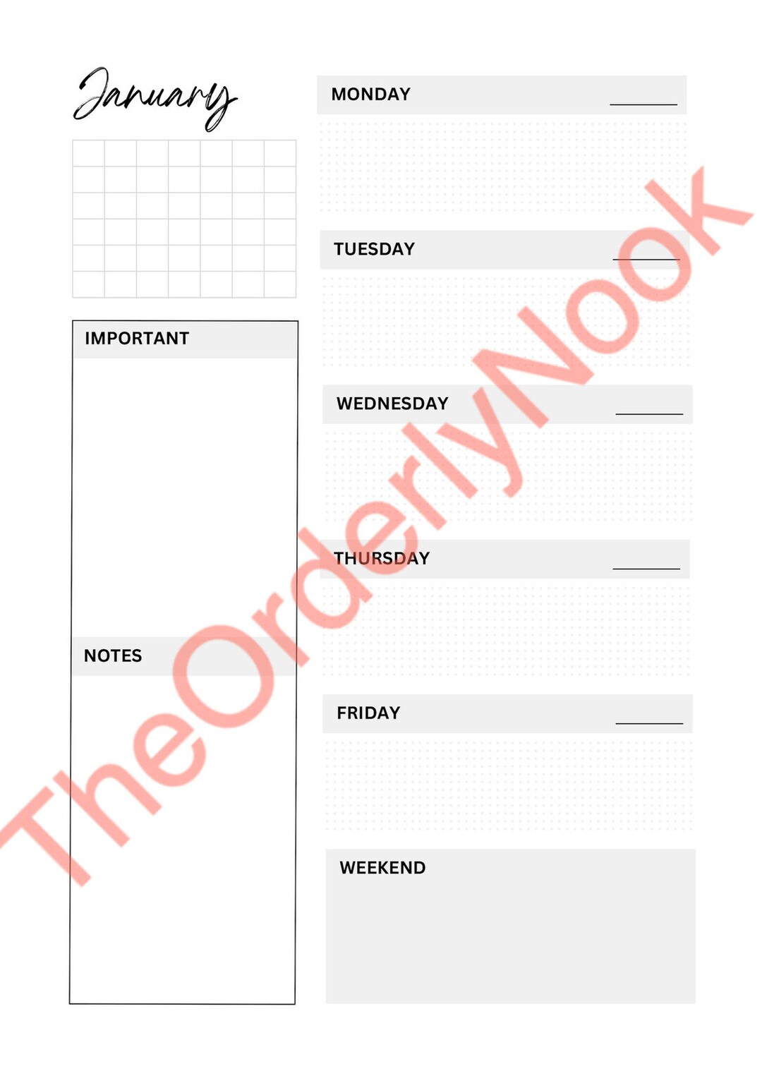 12 Months Weekly Planner / Printable Organizer PDF Etsy