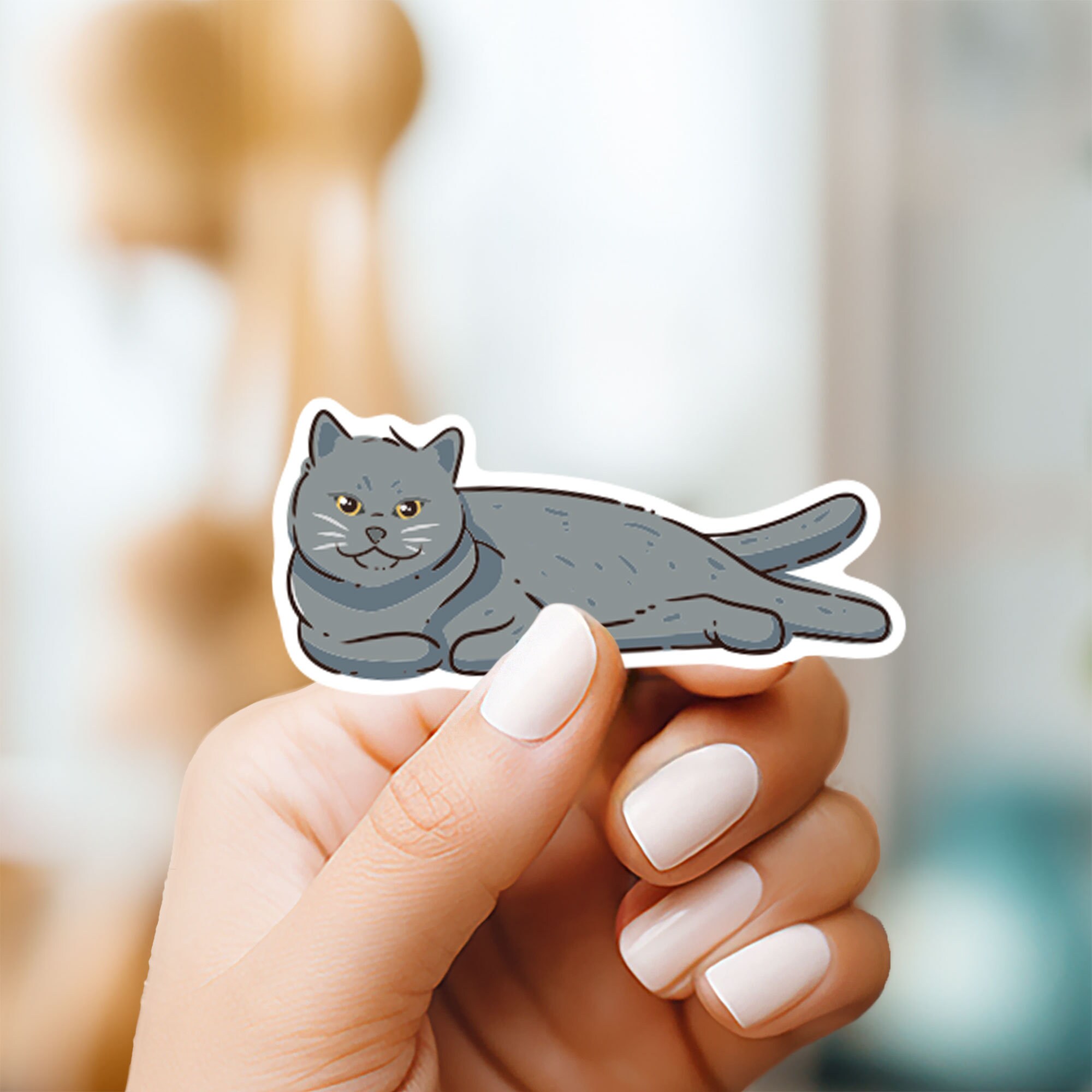Gray Cat Sticker - Etsy
