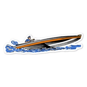 Vintage Fast Boat Captain Sticker