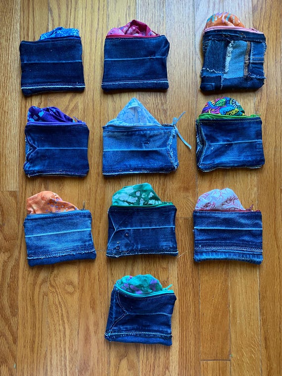 Porte-monnaie En Denim Fait Main, Couleur Violet - Neuf Sans étiquette