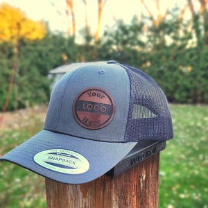 Custom Laser Engraved Real Leather Patch Trucker Hat, Personalized Logo