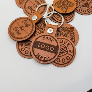 Custom Business Card, Token, Business Keychain, Keychain, QR Code, Leather Keychain, Laser Engraved, Personalized Keychain, Custom Dog Tag