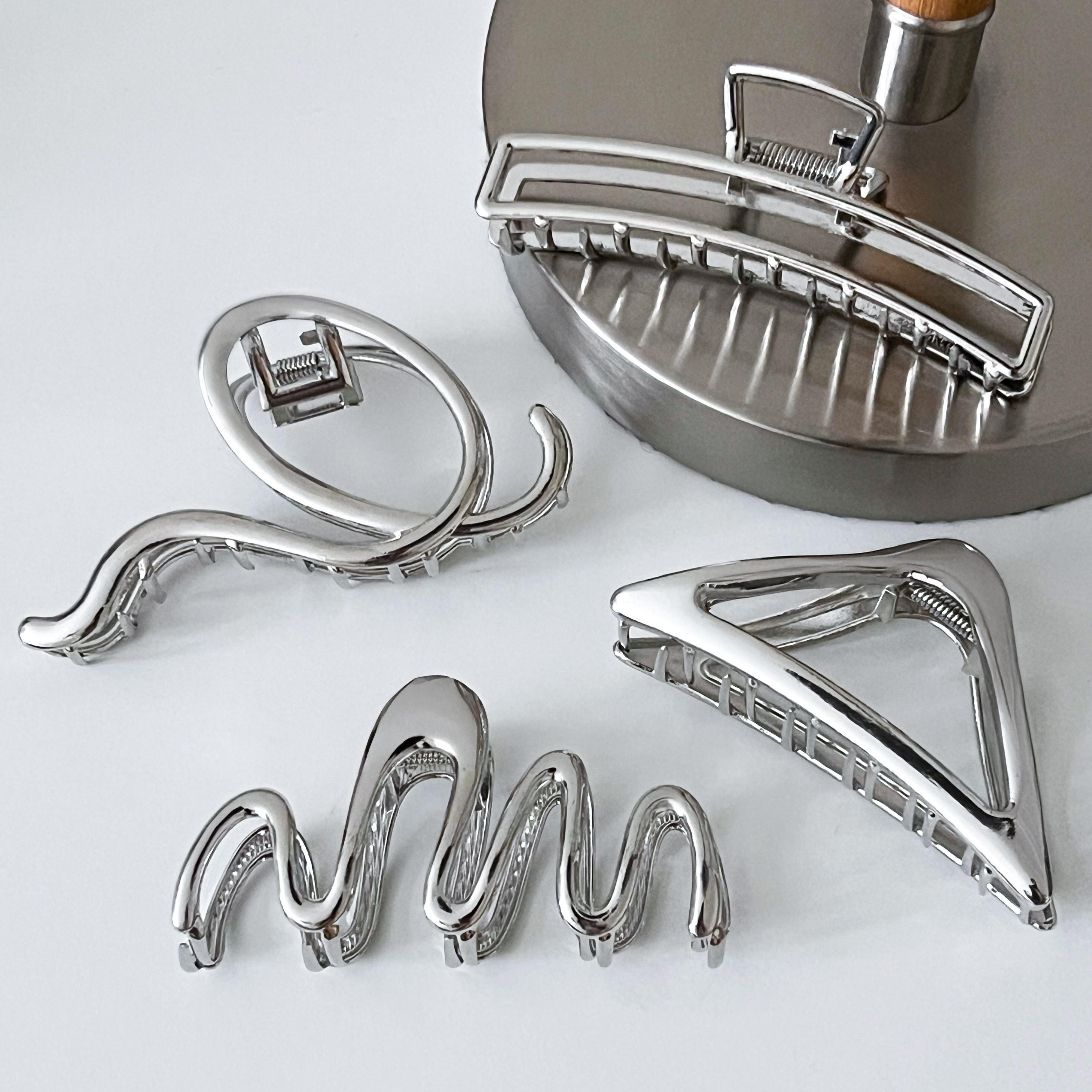 Haarspange Aus Neusilber Drahtgeflecht - Silberfarben Mit Modernem Design