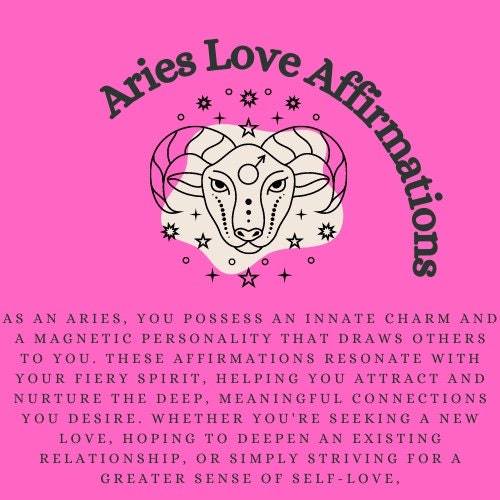 Aries Love Affirmations INSTANT DOWNLOAD 50 Empowering Affirmations for ...