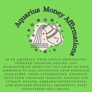 Aquarius Money Affirmations *INSTANT DOWNLOAD* - 50 Empowering Money Affirmations for Innovative Abundance