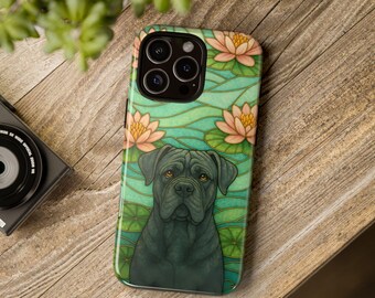 Cane Corso Phone Case, Stained Glass Style, Floral Design, Cute Pet Gift, Dog Lover Phone Cover, iPhone Case, Samsung, Pixel,Italian Mastiff