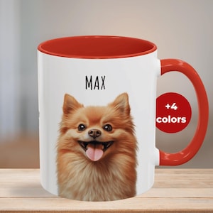 Personalized Cute Pomeranian Coffee Mug 11, 15oz,  Colorful Cup, Dog Lover Gift, Custom Pet Mug, Dog Mom, Dog Dad, Pom Dog, Pom-Pom Dog Cup