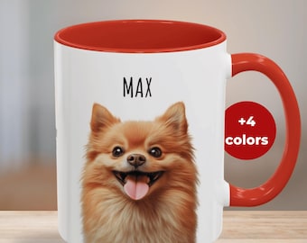 Personalized Cute Pomeranian Coffee Mug 11, 15oz,  Colorful Cup, Dog Lover Gift, Custom Pet Mug, Dog Mom, Dog Dad, Pom Dog, Pom-Pom Dog Cup