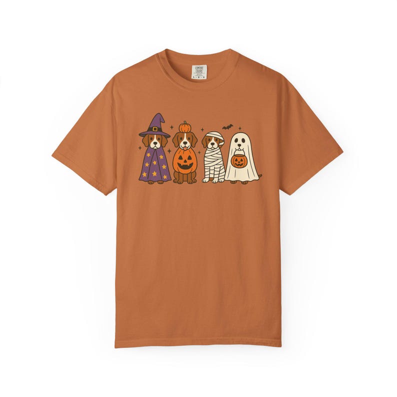 Comfort Colors® Brittany Spaniel Halloween-tröja, rolig hundkostym-tröja, retro läskig hundälskare-tröja, mysig Brittany Spaniel-mamma-gåva för hösten Yam
