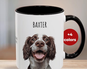 Personalized Cute English Springer Spaniel Accent Coffee Mug (11, 15oz) - Colorful Cup, Dog Lover Gift, Custom Pet Mug, Animal Lover Present