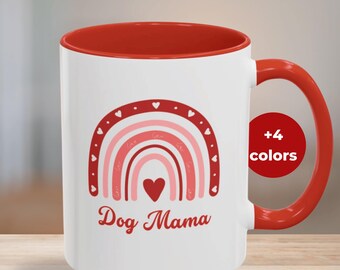 Dog Mama Coffee Mug: Red Rainbow Design, Gift for Dog Lovers