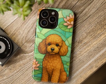 Poodle Phone Case, Stained Glass Style, Floral Design, Cute Pet Gift, Dog Lover Phone Cover, iPhone Case, Samsung, Pixel, Caniche, Pudel