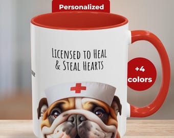 Personalized Bulldog Nurse Coffee Mug: Dog Lover Gift