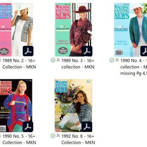 Colección especial de revistas Machine Knitting News (108 números) - Incluye libros de patrones para tejidos gruesos, voluminosos, para hombres, niños, juguetes, intarsia y otros materiales.