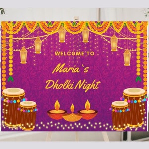Dholki Sangeet Decor & Mehendi Welcome Signs, Mehndi Welcome Sign as Garlands Welcome Dholki Sign Mendhi Sign, Dholki Signboards Haldi