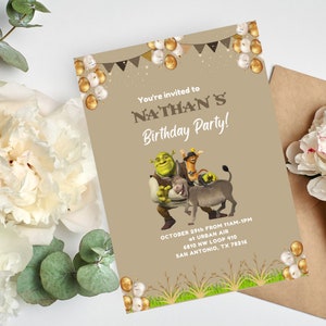 Digital Editable Invitation Template, Funny Party Invite, Children Characters Invitation, Shrekd Birthday Invite,Shreked Birthday Invitation