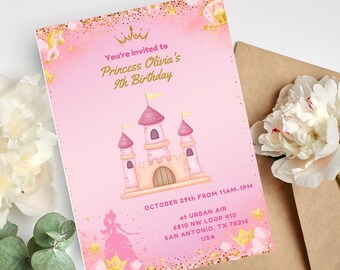 Princess Invitation, Baby Princess Invitation, Princess birthday invitation, Girl Birthday Invitation,Party Canva Template Digital
