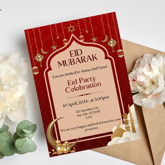 Eid UL Fitr Party Invitation | Eid Party Celebration Invite | Eid Mubarak Invitation Card | Printable Eid Party Invitations | Muslim Evite
