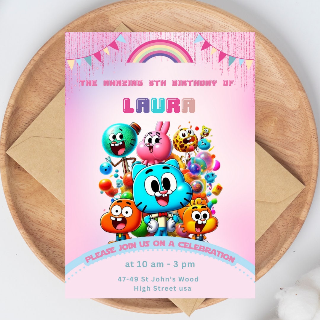 Digital Printable Birthday Invitation Gumball Birthday Invite for ...