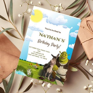 Printable Digital Invitation Template, Funny Party Invite, Children Characters Invitation, Shrekinvite Card , Shrekling Birthday Invitation