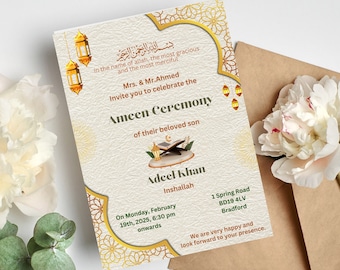 Ameen Ceremony Invitation | Ameen Invite | Ameen Mubarak Invitation | Editable Printable Card | Downloadable | Muslim Quran Finish Party