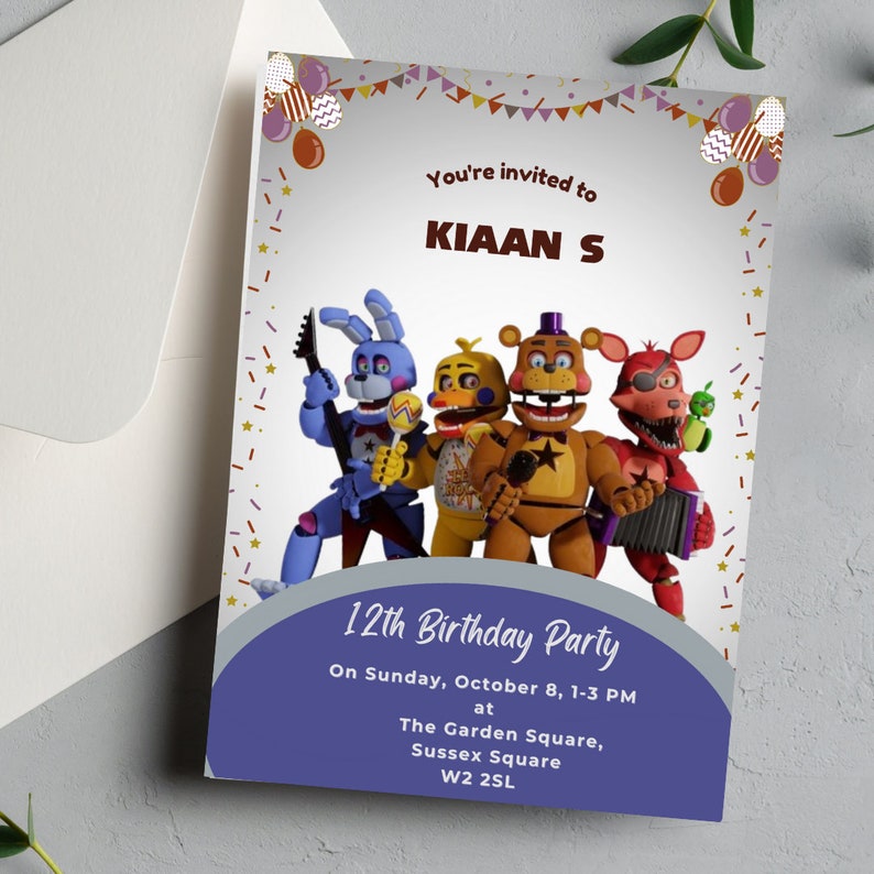 Editable Freddys Party Birthday Invitation Template, Five Nights ...