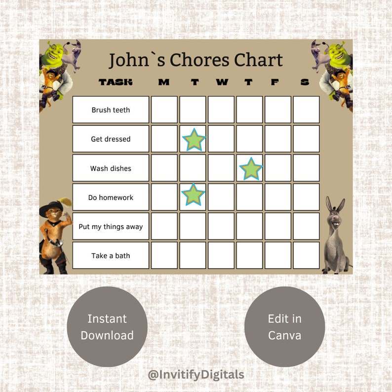 Kids Funny Daily Chores Checklist, Responsibility Chart, to Do List ...