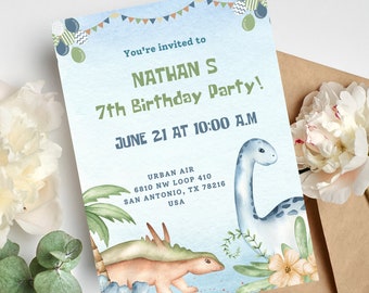 Digital Invitation | Editable Invitation | Birthday Invite | Digital Download | dinosaur invitations Party | dino Card Birthday Boy Invite