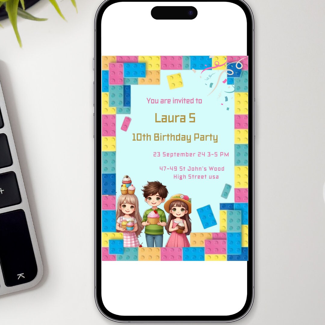 Printable Birthday Invitation Building Blocks Friends Invitation ...