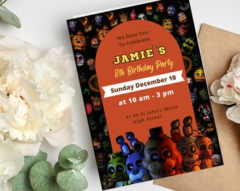 Editable Freddys Party  Birthday Invitation Template, Printable Five Nights Birthday Party Invitations, Kids Party Invitation, Bday Card,