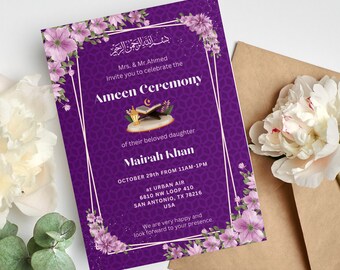 Ameen Ceremony Invitation | Ameen Invite | Ameen Mubarak Invitation | Editable Template | Downloadable | Printable Invitation| Muslim Evite