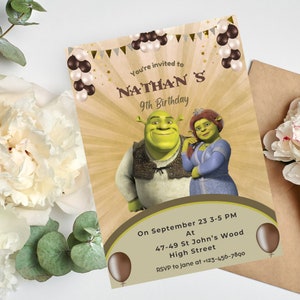 Printable Digital Invitation Template, Shrook Party Invite, Funny Shrekoot Characters Invitation,Birthday Invite, Shrukk Birthday Invitation