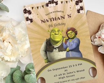 Printable Digital Invitation Template, Shrook Party Invite, Funny Shrekoot Characters Invitation,Birthday Invite, Shrukk Birthday Invitation