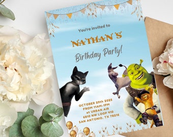 Digital Invitation Template, Shrekredling Party Invite, Funny Characters Invitation, Shruked Birthday Invite, Shreking Birthday Invitation