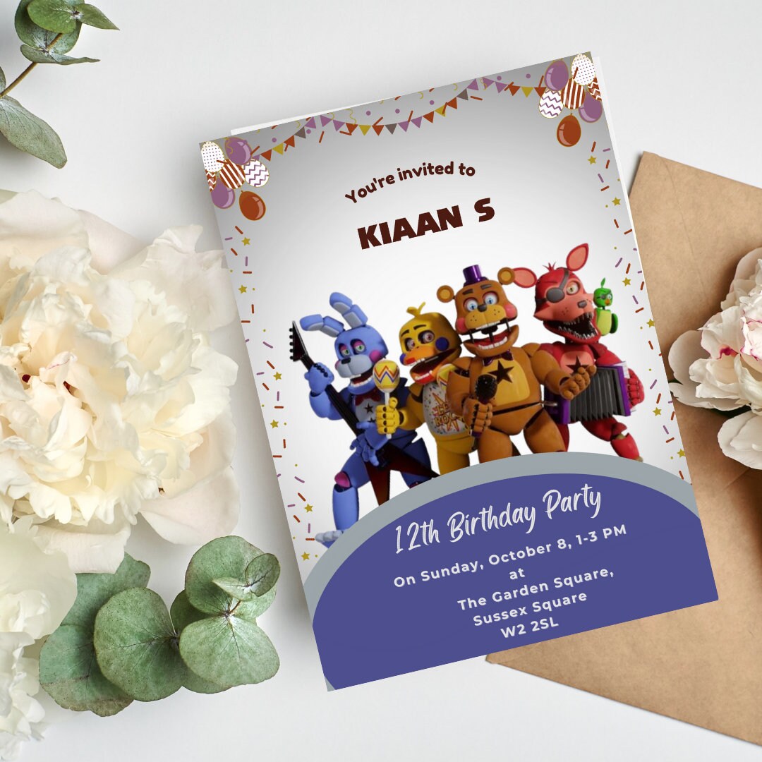 Editable Five Nights at Freddys Birthday Invitation Template, Printable ...