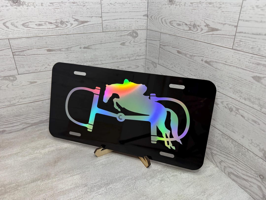 Black Aluminum Horse & Bit License Plate – Iridescent Vinyl ...