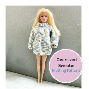 Digital Download: Oversized Sweater Knitting Pattern PDF File digital Download for 11.5-inch Doll
