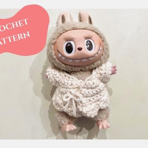 Digital Download: Elegant Crochet Cardigan Pattern for 17 cm Labubu